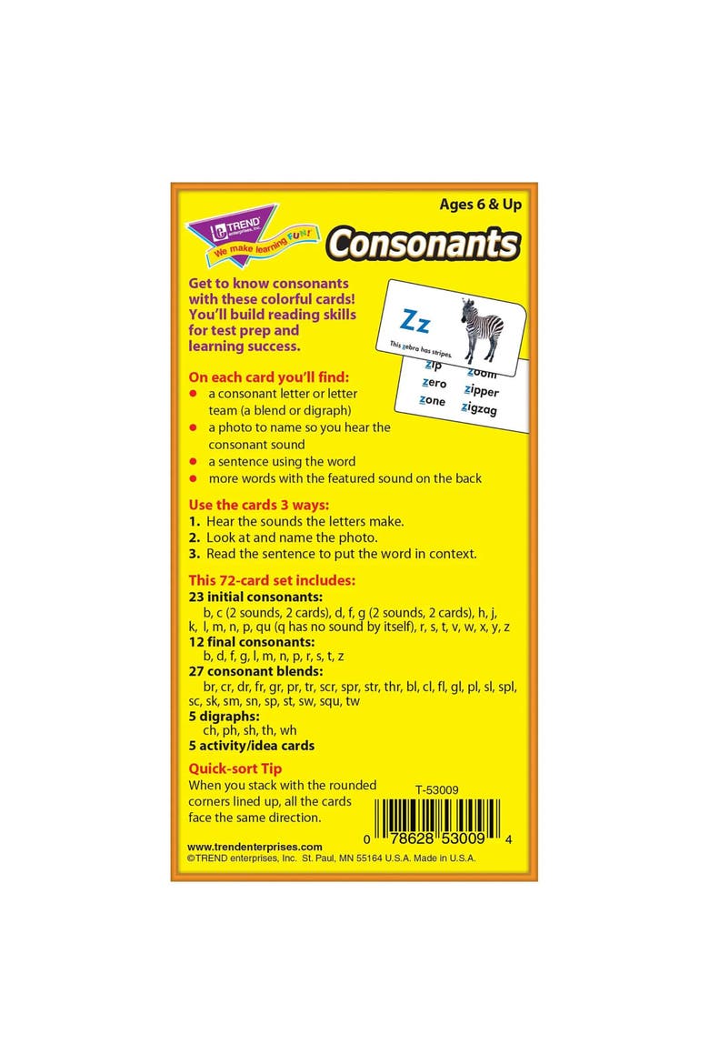Consonants Flash Cards, Alternate, color, Multicolored