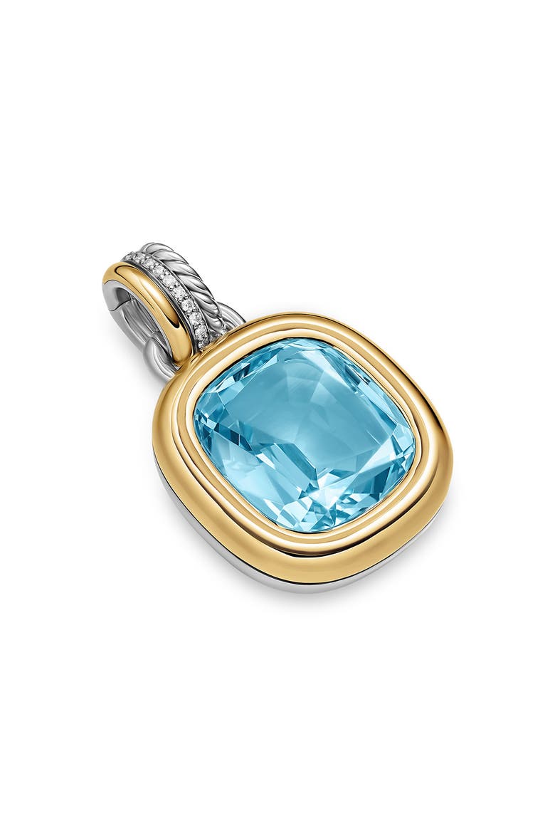 DY Mercer® Color Amulet in Sterling Silver with 18K Yellow Gold, Sky Blue Topaz & Diamonds, 17mm, Main, color, LIGHT BLUE