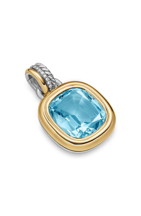 DY Mercer® Color Amulet in Sterling Silver with 18K Yellow Gold, Sky Blue Topaz & Diamonds, 17mm