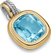 David Yurman DY Mercer® Color Amulet in Sterling Silver with 18K Yellow Gold, Sky Blue Topaz & Diamonds, 17mm