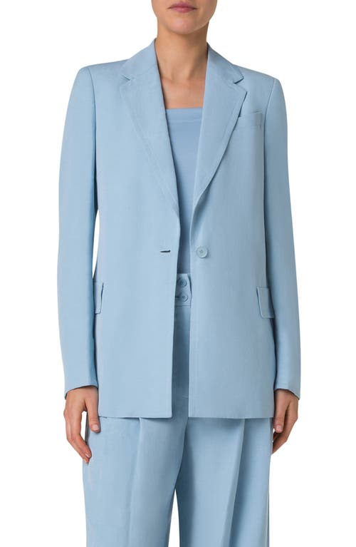 Akris Punto One-button Linen Boyfriend Blazer In Sky