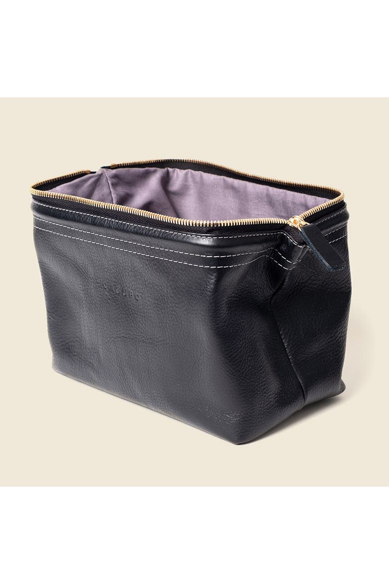 Leather Toiletry Bag, Alternate, color, Black