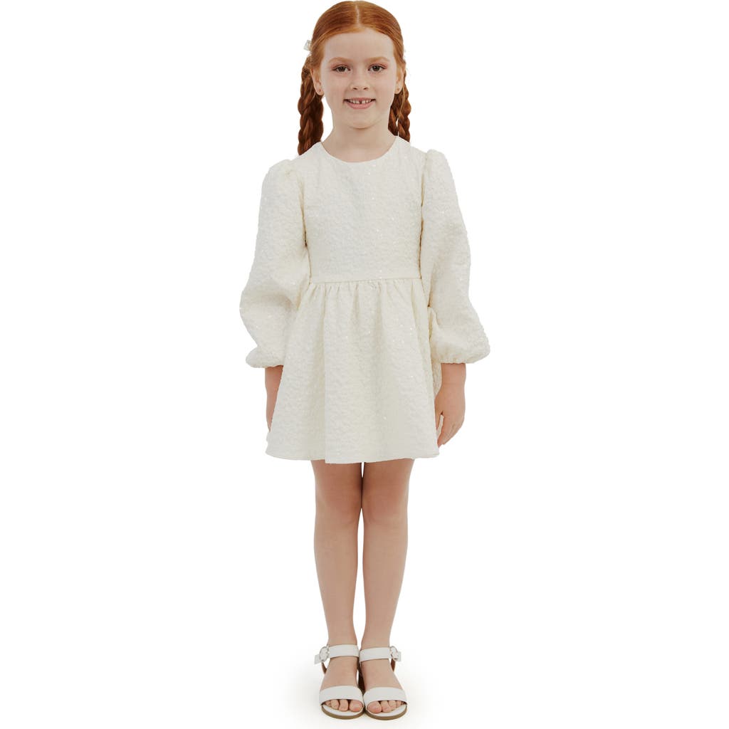 Bardot Junior Kids' Mirae Long Sleeve Sequin Dress in Ivory