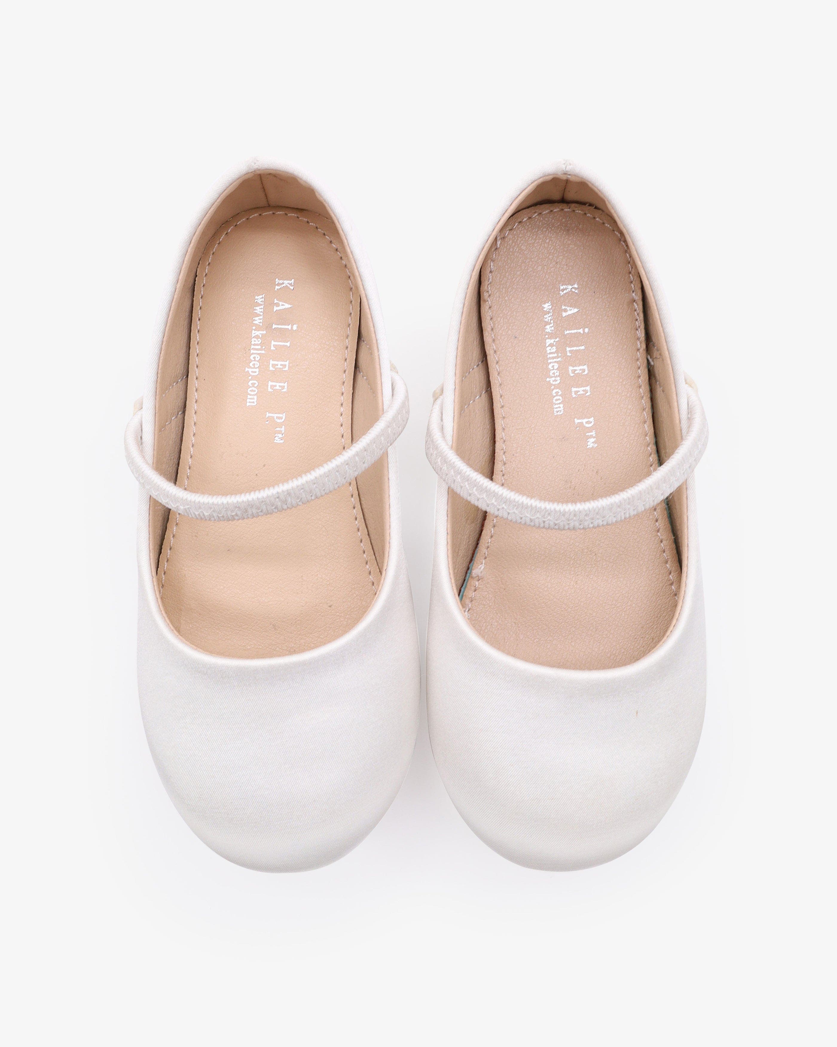 Kailee P Freeman Satin Mary Jane Flats, Alternate, color, White