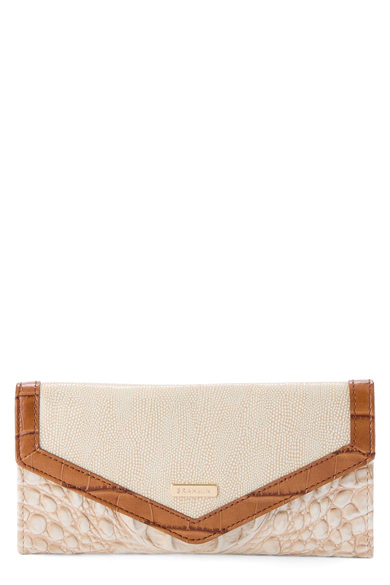 Veronica Croc Embossed Leather Wallet, Main, color, IVORY