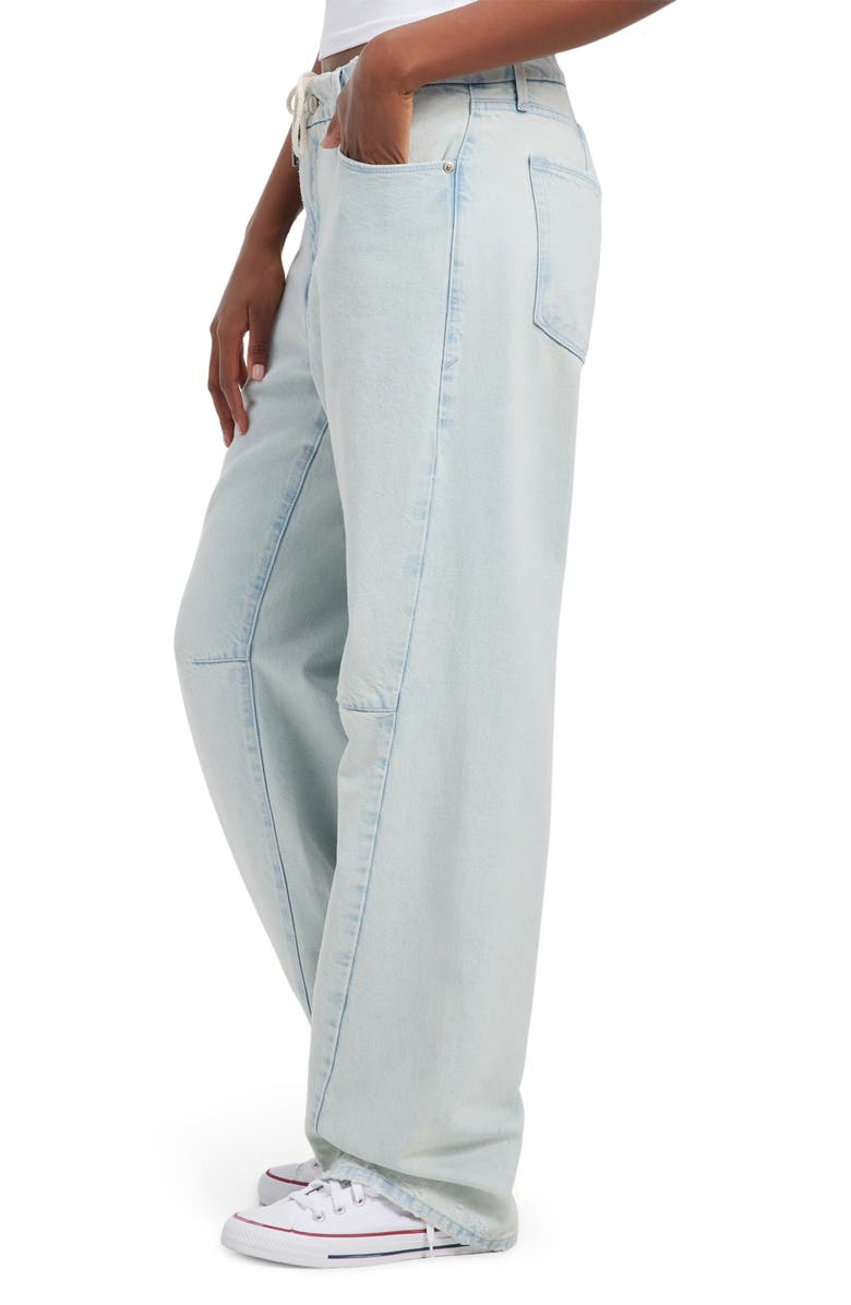 Good American Good '90s Straight Leg Drawstring Jeans, Alternate, color, 