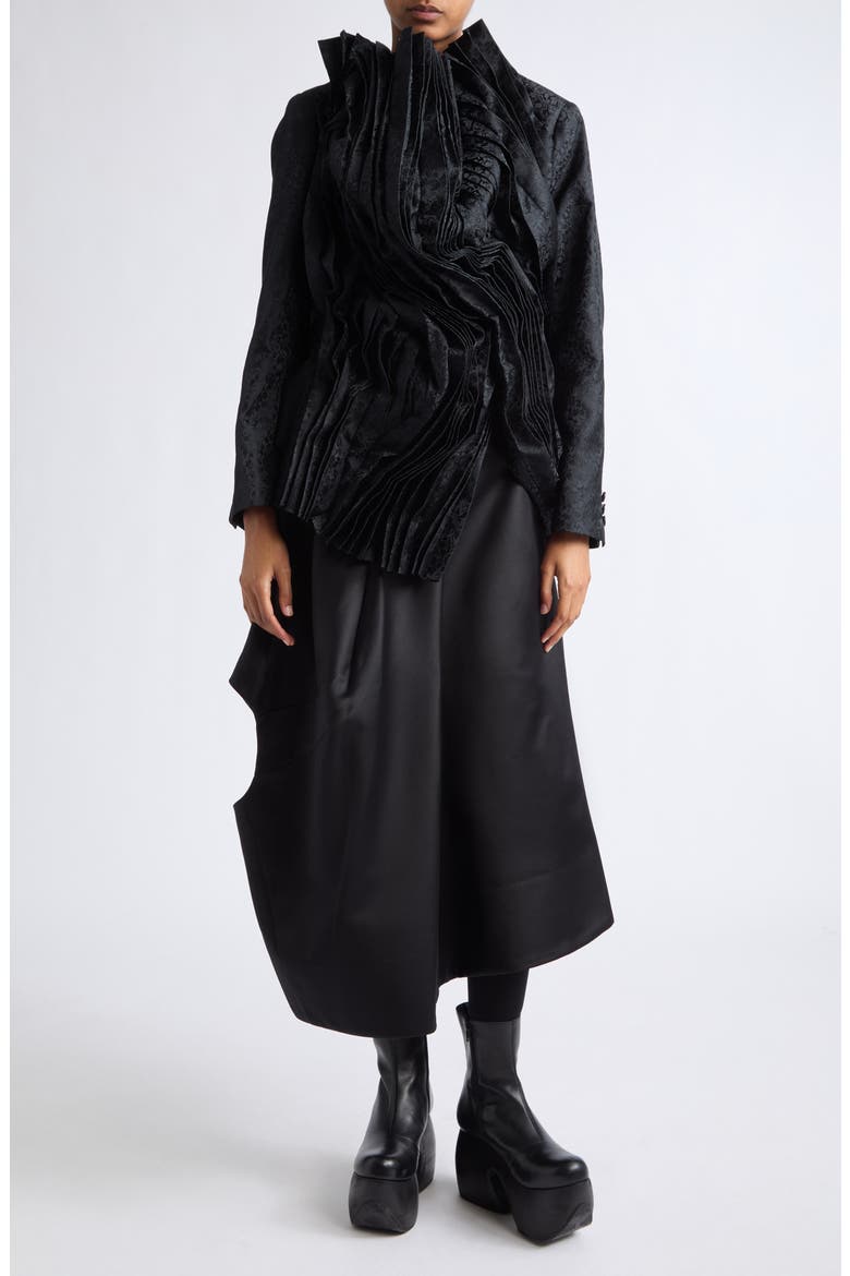 Pleated Jacquard Jacket, Alternate, color, BLACK