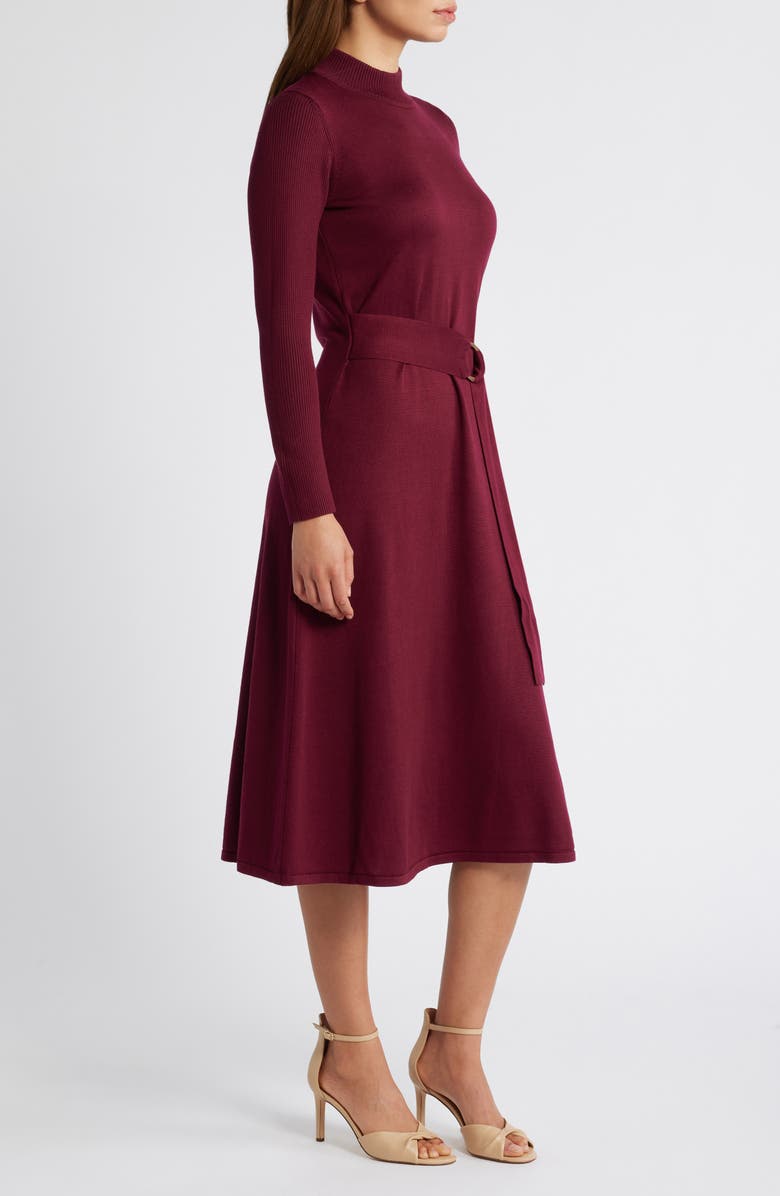 Julia Jordan Tie Belt Mock Neck Long Sleeve Dress, Alternate, color, 
