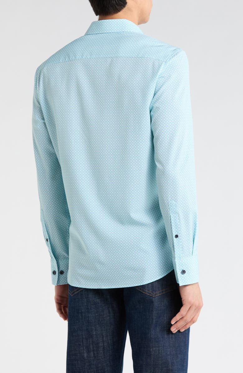 CONSTRUCT Slim Fit Diamond Geometric Stretch Button-Up Shirt, Alternate, color, White/ Green