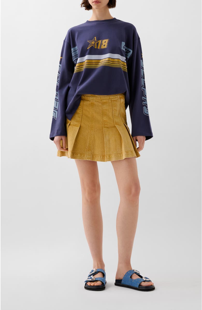 Scalpers Washed Mini Denim Skirt, Alternate, color, Mustard