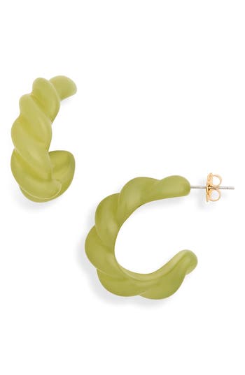 Nordstrom Rack Resin Twist Hoop Earrings In Olive