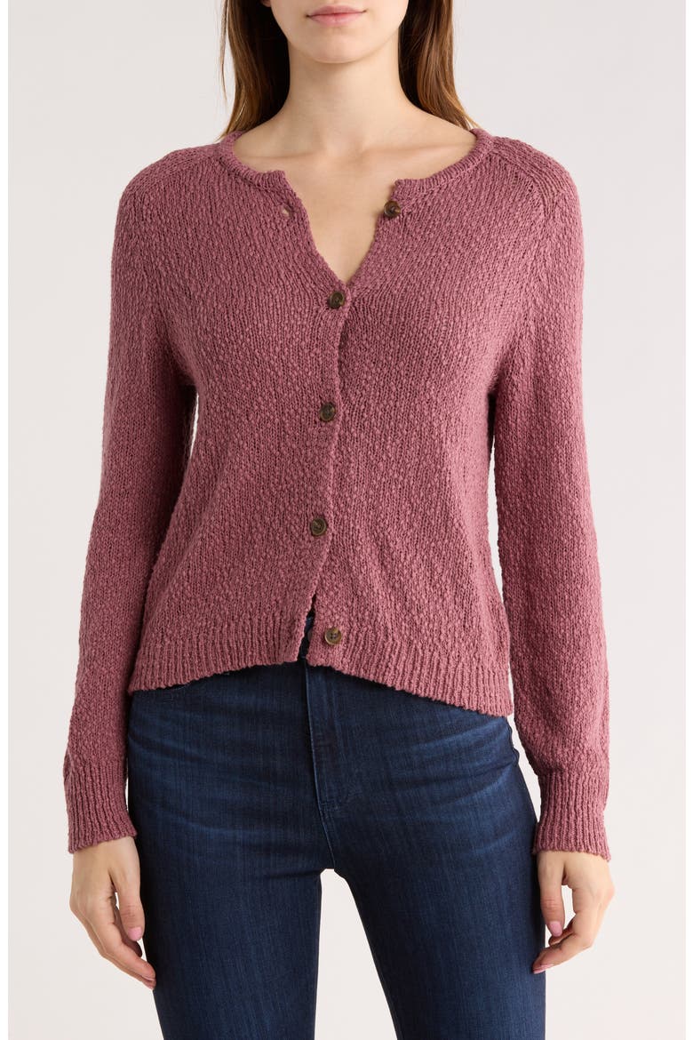 Cotton Sweater Cardigan, Main, color, BROWN ROSE