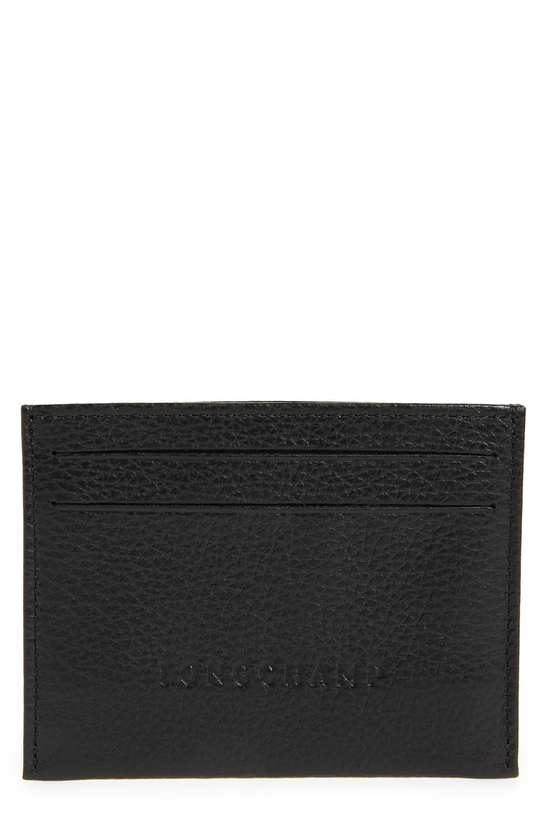 Le Foulonné Leather Card Case, Main, color, BLACK