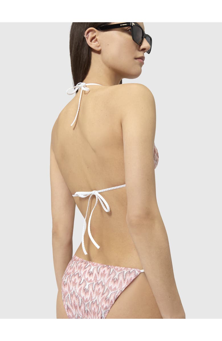 Missoni Triangle Bikini In Viscose Lamé With Foliage Motif, Alternate, color, Multicoloured