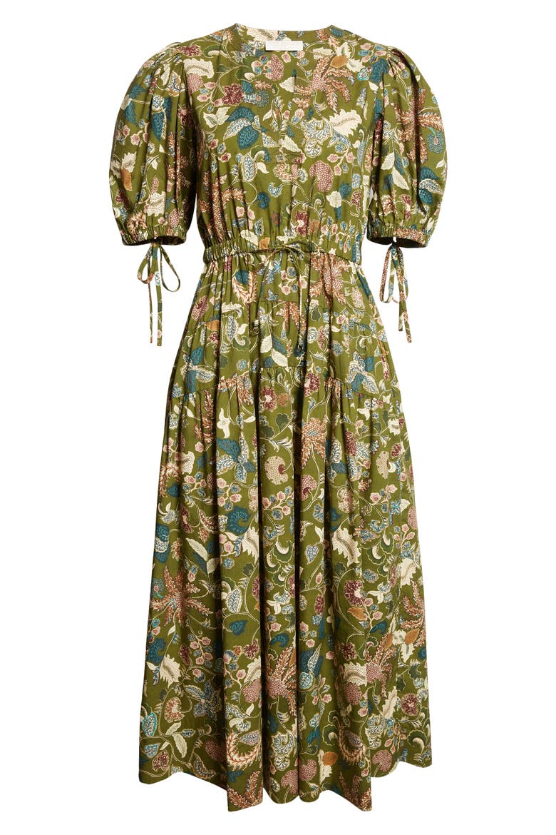 Paisley Floral Cotton Midi Dress, Alternate, color, LICHEN