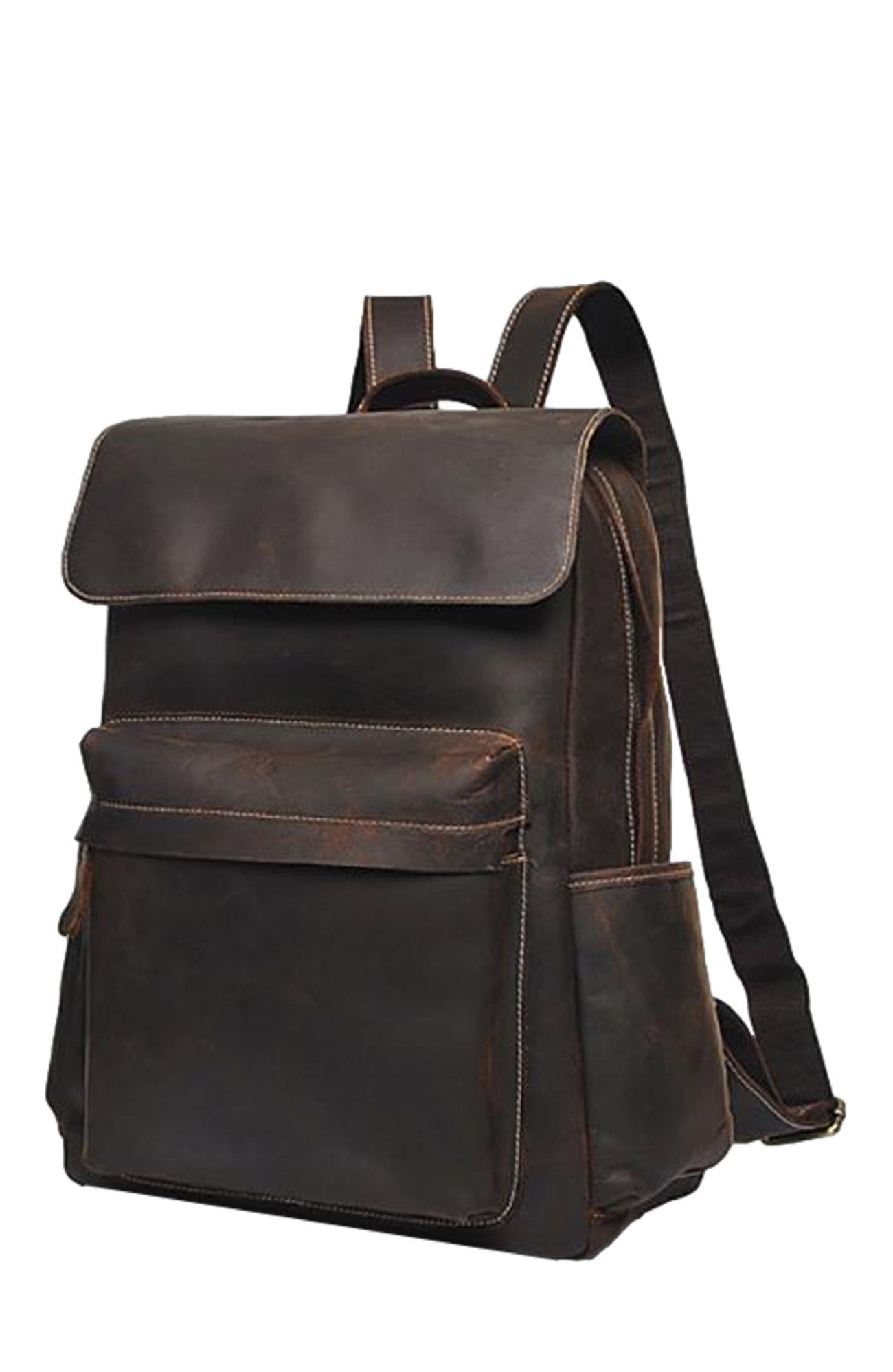 STEEL HORSE LEATHER The Helka Backpack | Genuine Vintage Leather Backpack, Alternate, color, Dark Brown