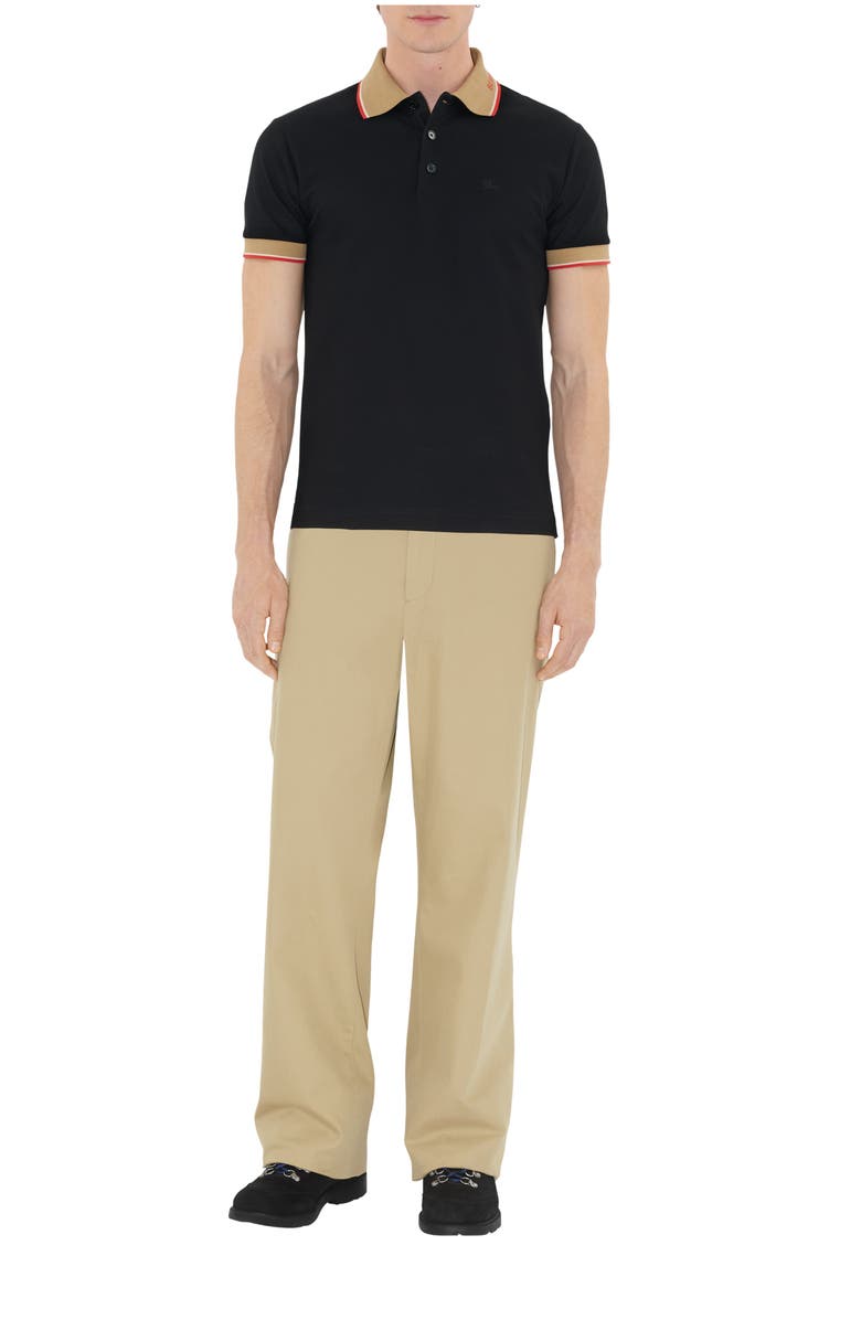 Burberry Logo Collar Cotton Polo Shirt, Main, color, Black