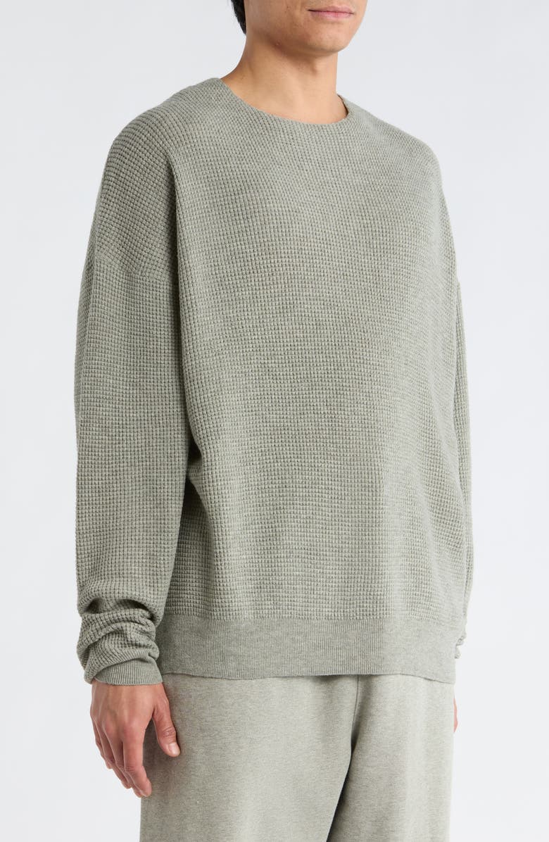 Fear of God Essentials Signature '90s Waffle Knit Sweatshirt, Alternate, color, Concrete Heather