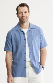 JACHS Linen Blend Short Sleeve Camp Shirt
