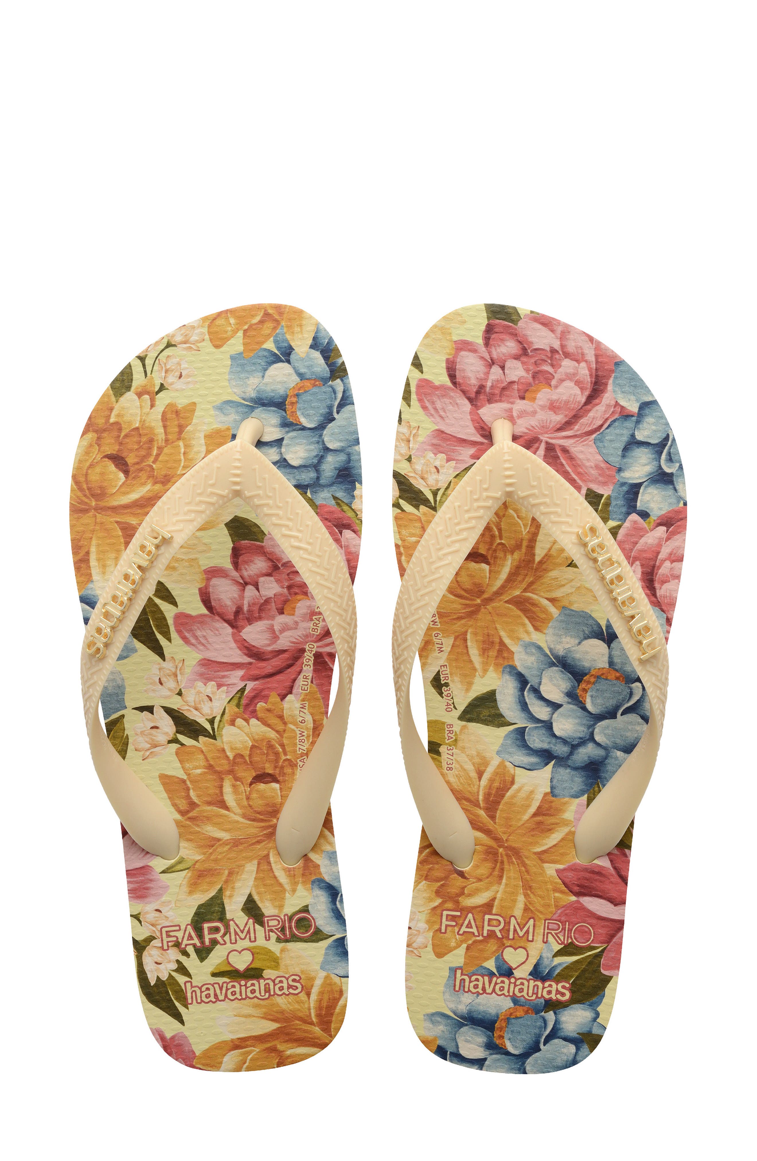 Havaianas x FARM Rio Rebecca Flip Flop, Main, color, Buttercream