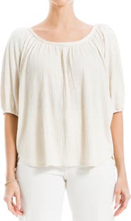 MAX STUDIO Textured Knit Bubble Sleeve Knit Top