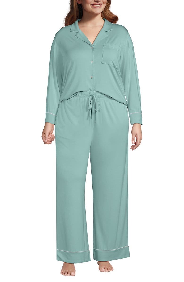 Lands' End Cooling 2 Piece Pajama Set - Long Sleeve Top and Pants, Main, color, 
