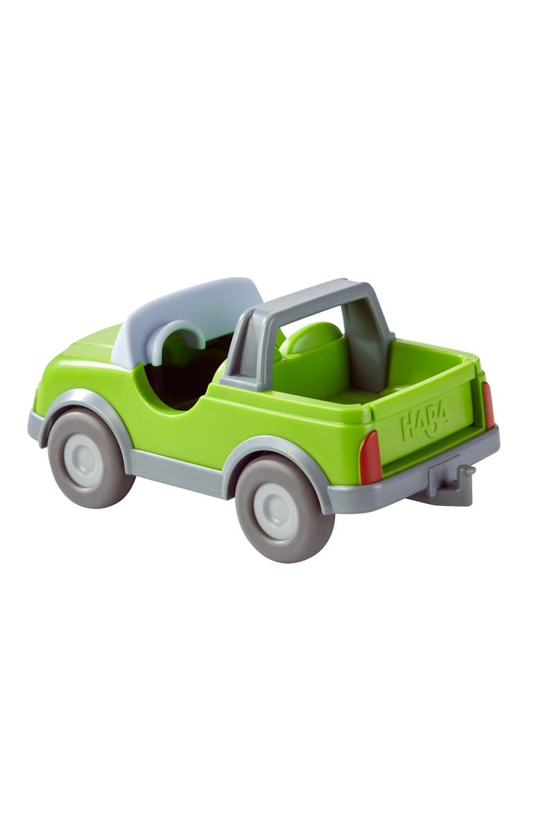 HABA Little Friends Out and About Playset with 2 Toy Figures and Green Momentum Motor Vehicle, Alternate, color, 