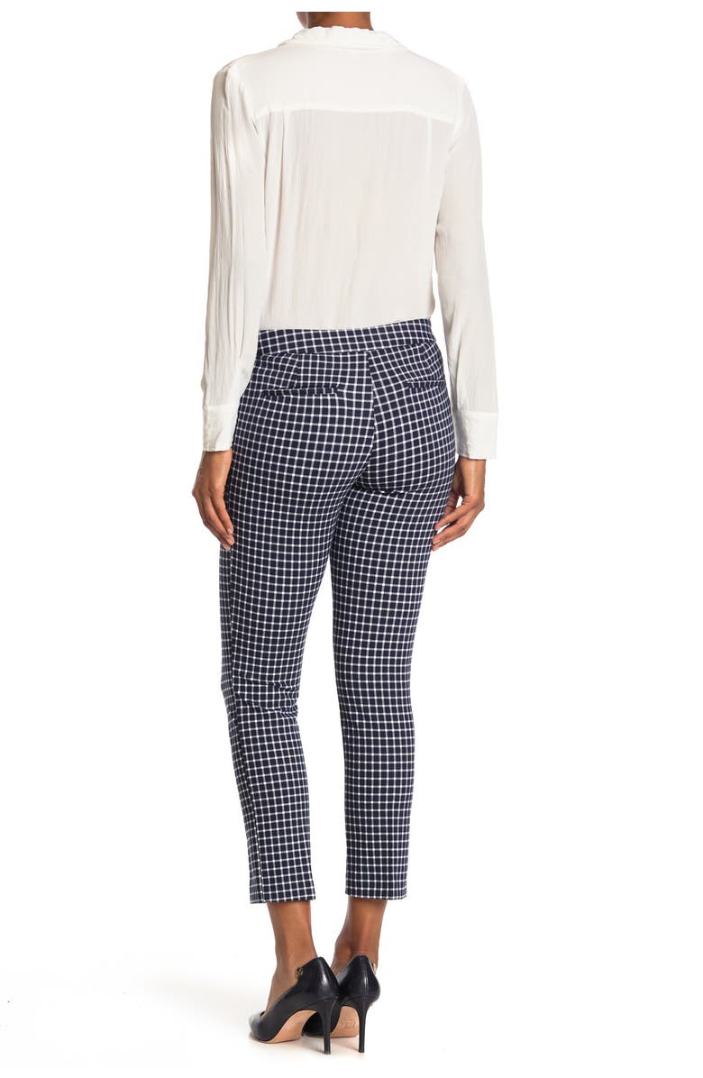 Amanda & Chelsea Windowpane Print Ponte Pants, Alternate, color, Nvy/Wht