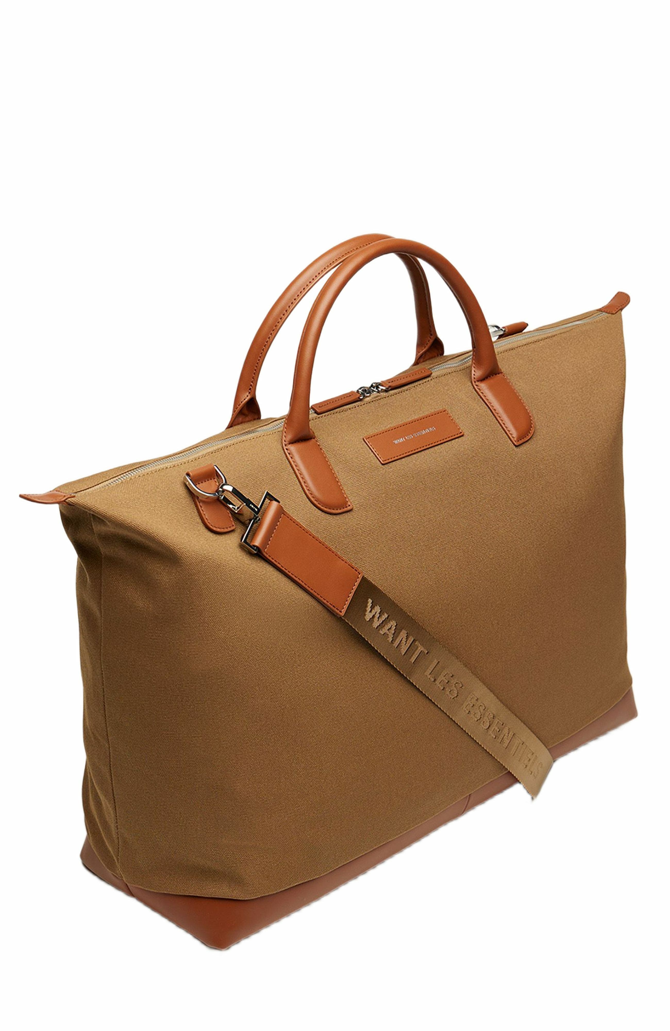 Want Les Essentiels Hartsfield Organic Cotton Canvas Weekender Bag, Alternate, color, Dark Camel