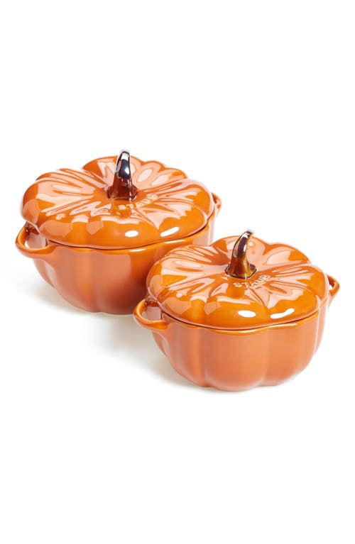 Staub 1/2 Quart Pumpkin Cocotte In Orange