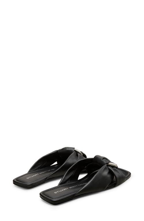 Stuart Weitzman Cece Twisted Leather Ring Slide Sandals In Black