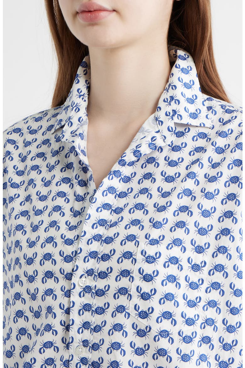 Eileen Crab Print Relaxed Button-Up Shirt, Alternate, color, BLUE CRAB