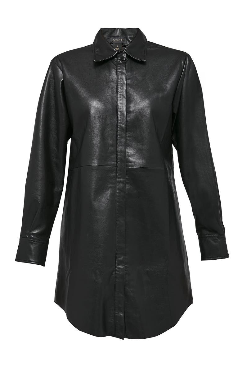 AS by DF Bonsoir Recycled Leather Shirtdress, Alternate, color, Black