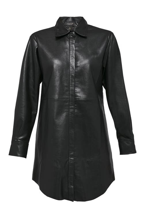 As By Df Bonsoir Recycled Leather Shirtdress In Black