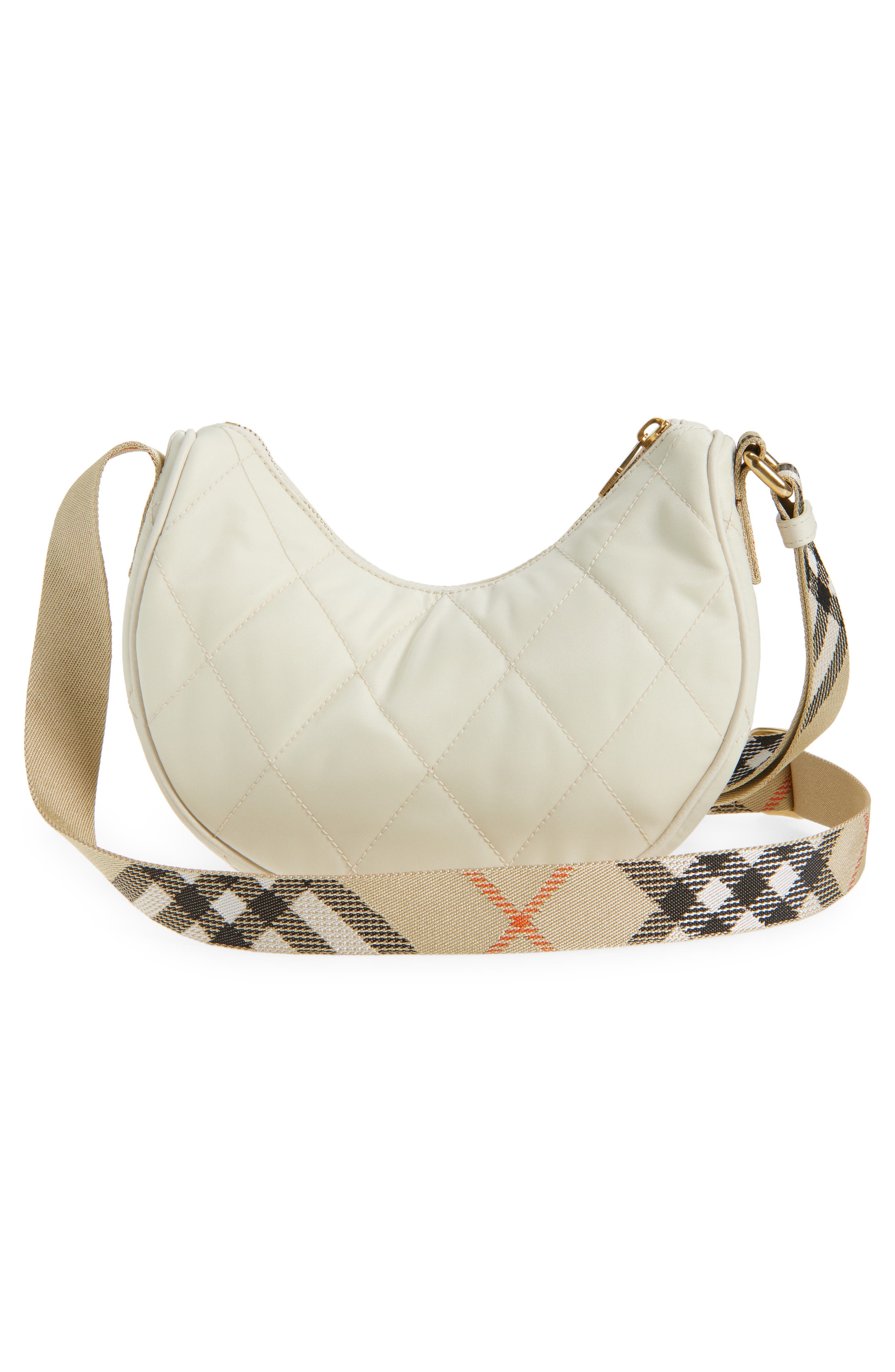 Burberry Horseshoe Quilted Nylon Crossbody Bag, Alternate, color, Soap