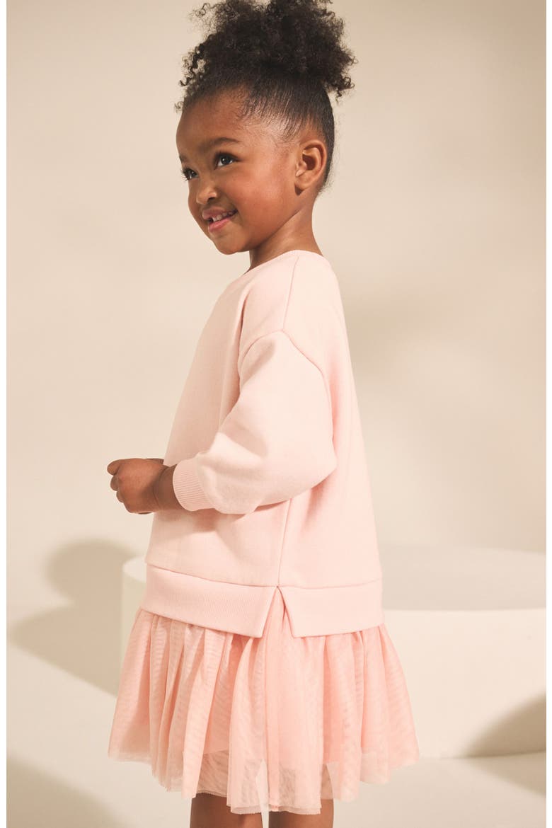 Kids' Mixed Media Sweatshirt Dress, Alternate, color, PINK