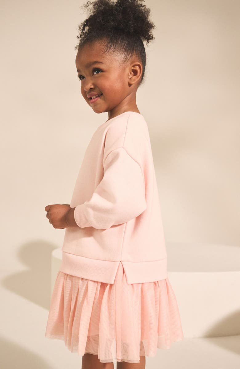 NEXT Kids' Mixed Media Sweatshirt Dress, Alternate, color, Pink