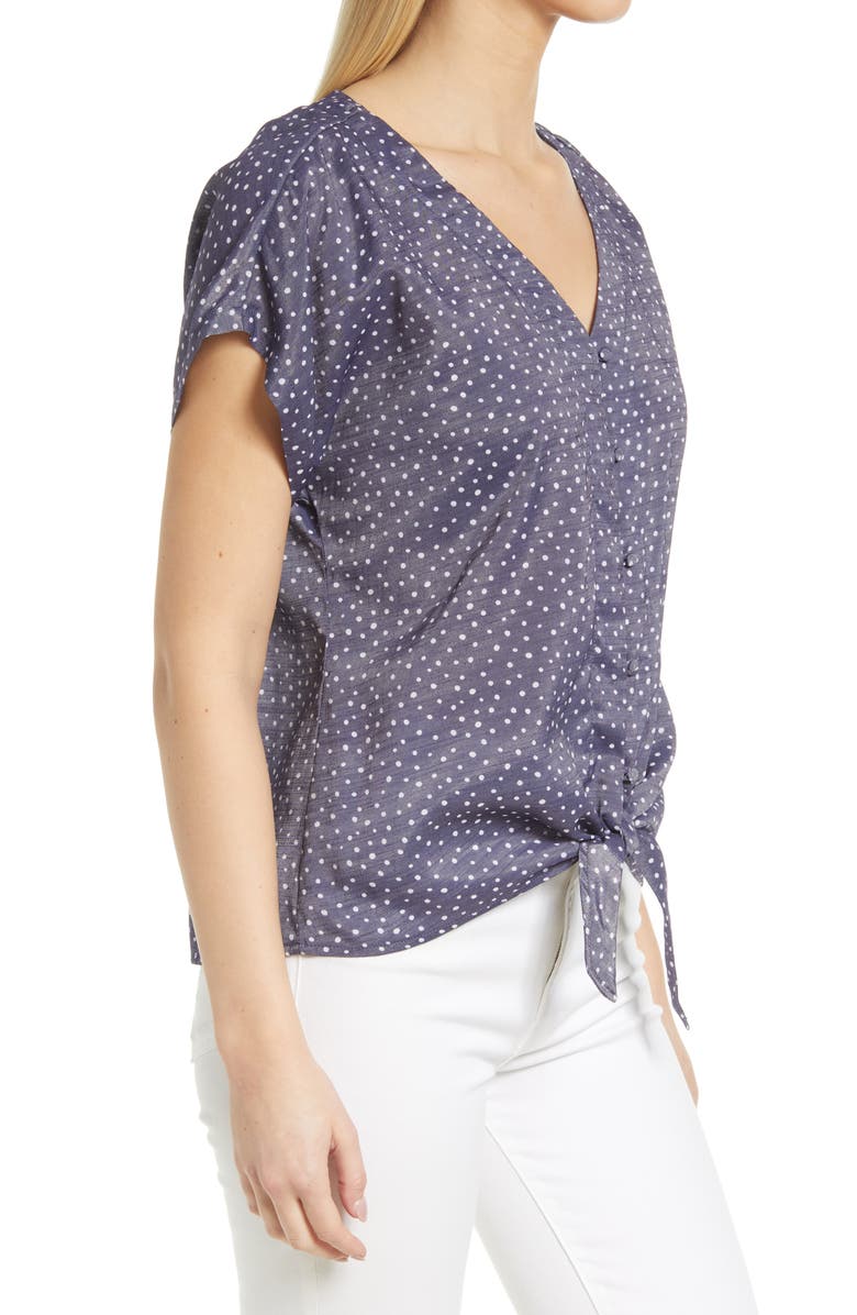 Bobeau Lucille Tie Front Button-Up Shirt, Alternate, color, 