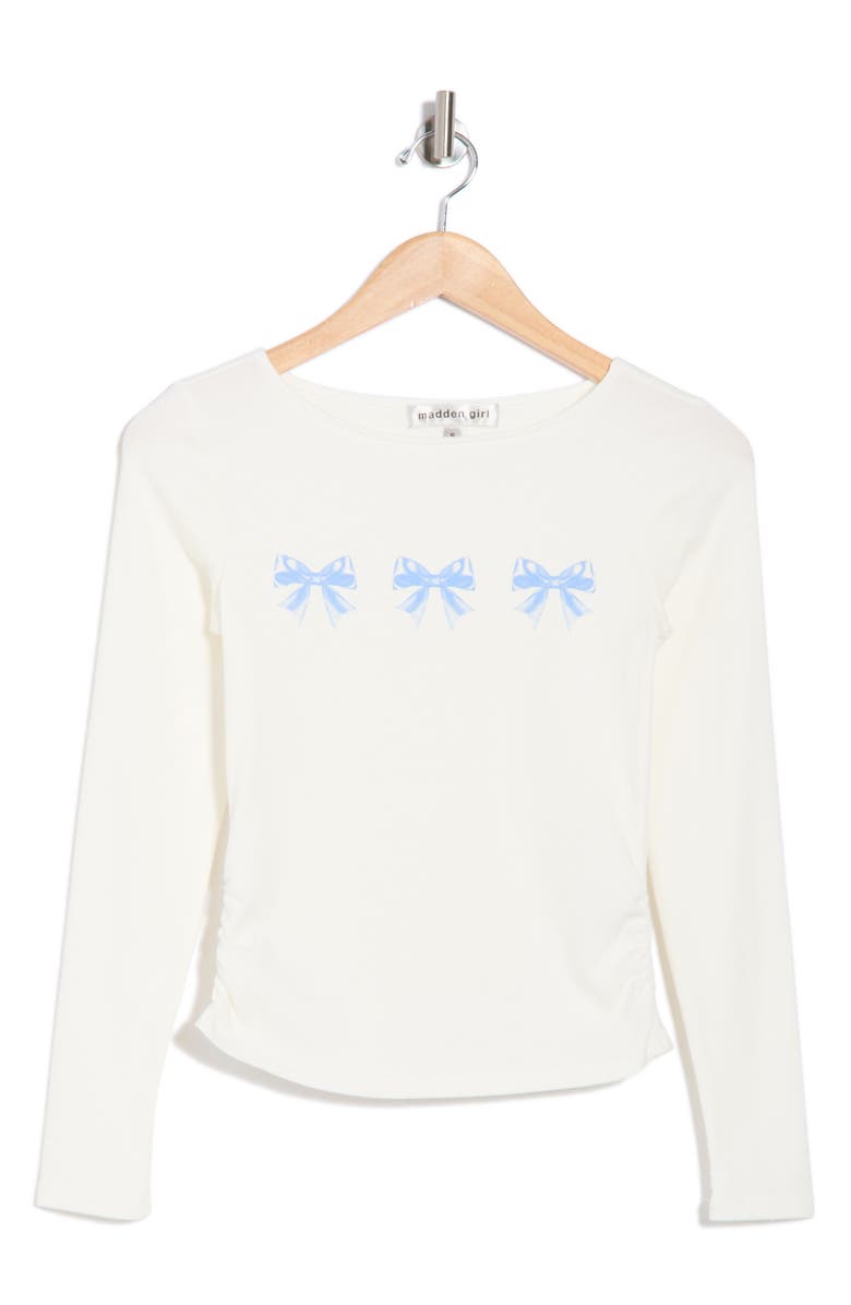 Madden Girl Side Ruched Long Sleeve T-Shirt, Alternate, color, 