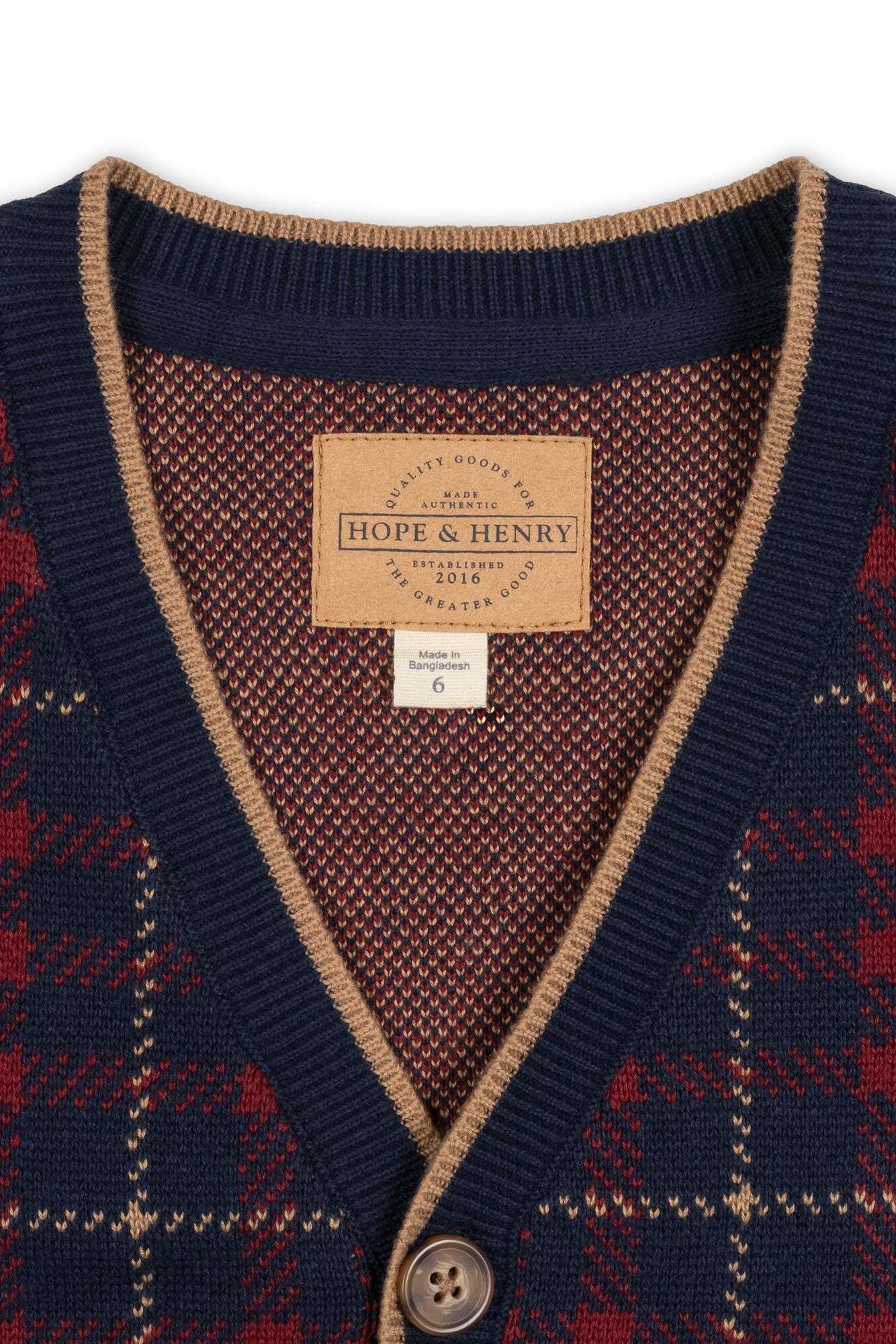 Hope & Henry Kids' Organic Cotton Tipped Cardigan | Nordstrom