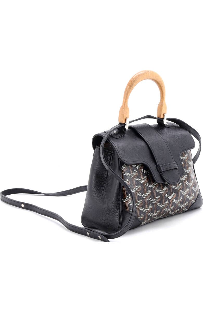 Pre-Owned Goyard Saigon Top Handle Bag Coated Canvas with Leather Mini, Alternate, color, Black