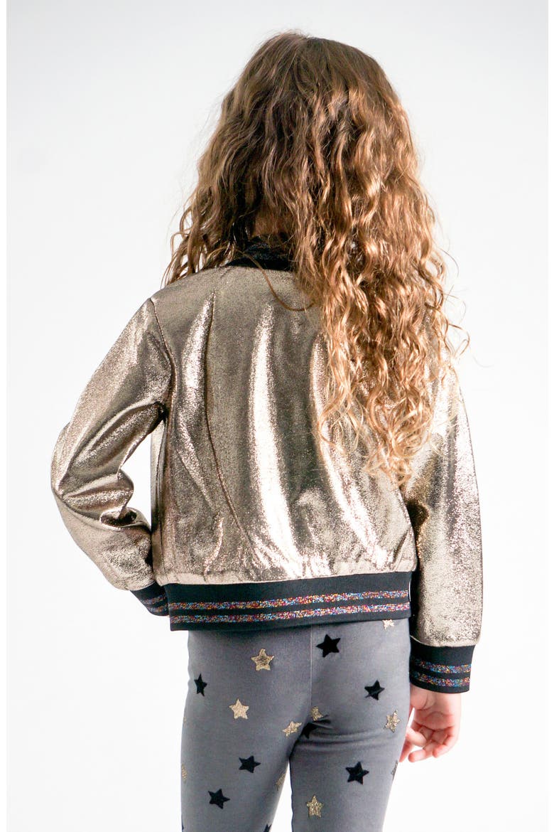 Metallic Bomber Jacket, Alternate, color, GOLD