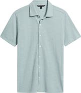 Robert Barakett Graham Short Sleeve Sleeve Knit Button-Up Shirt