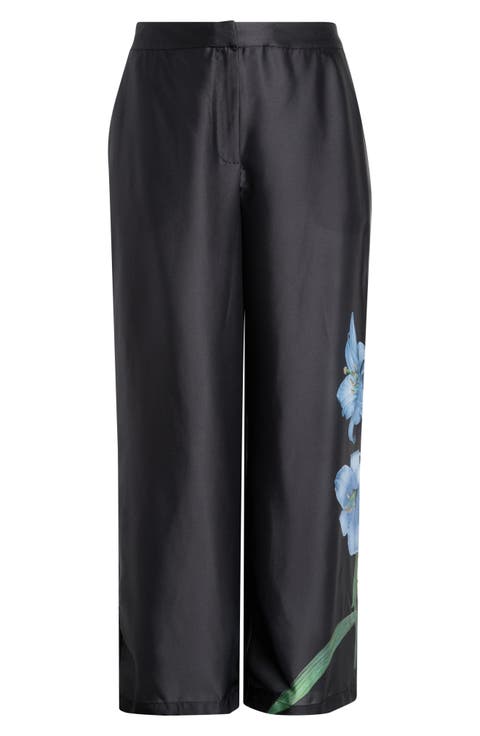 Floral Wide Leg Pull-On Pants