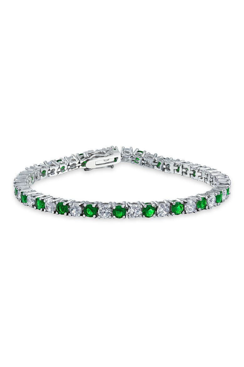 Sterling Silver CZ Tennis Bracelet, Main, color, GREEN