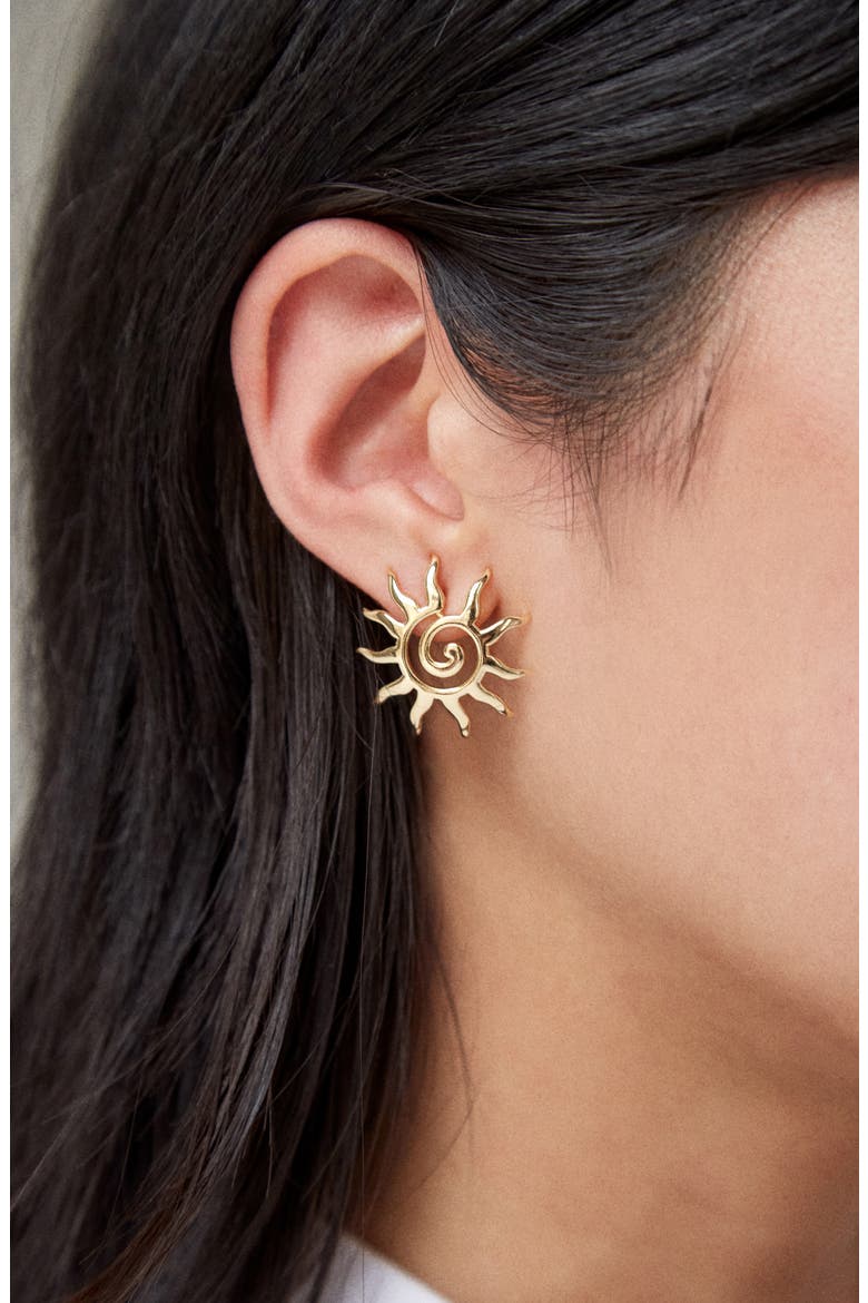 Solana Stud Earrings, Alternate, color, GOLD