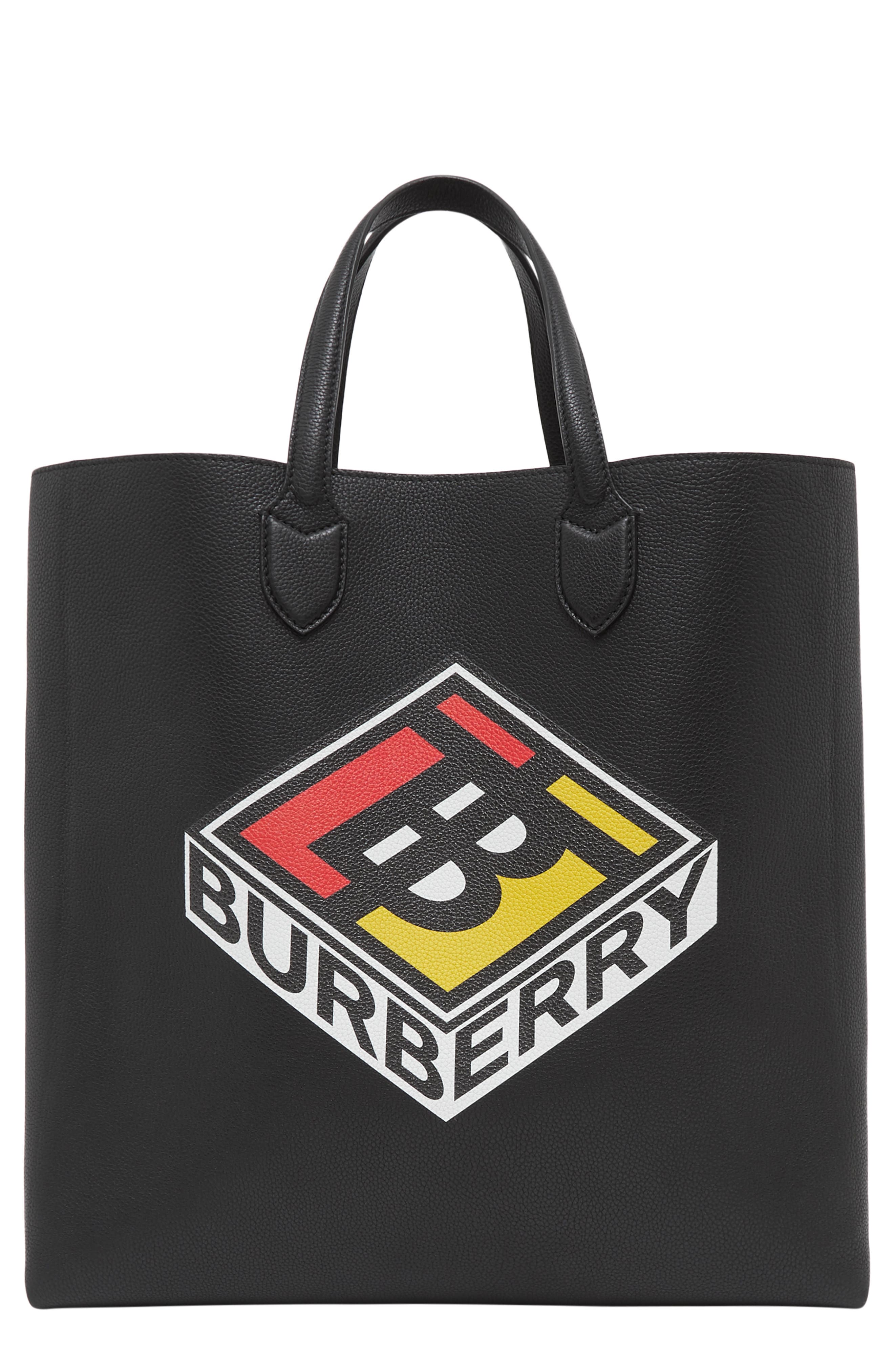 Burberry Large Kane Logo Graphic Leather Tote, Main, color, 