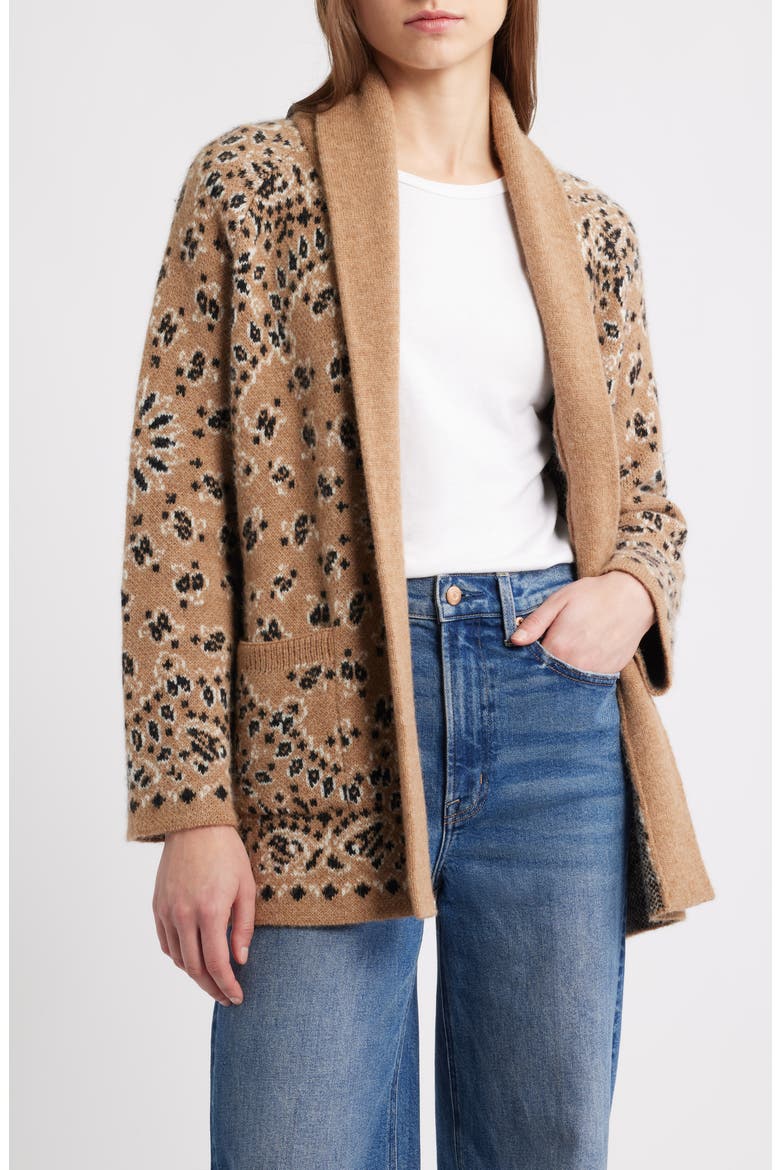 The Bandana Shawl Collar Cardigan, Main, color, CAMEL