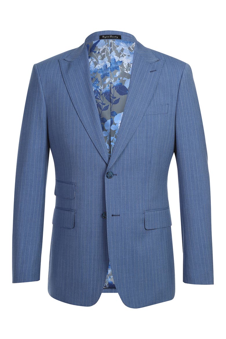 Plaid Trim Fit Wool Blend Two-Piece Suit, Alternate, color, BLUE