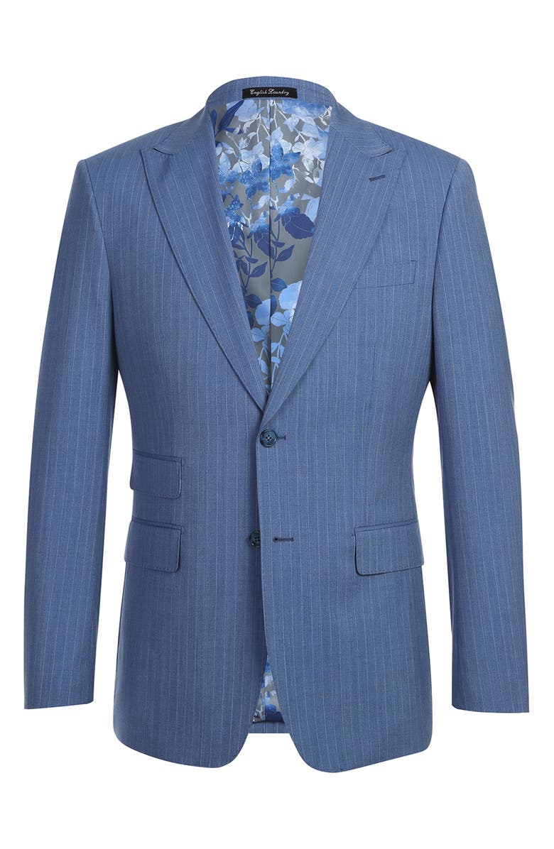 English Laundry Plaid Trim Fit Wool Blend Two-Piece Suit, Alternate, color, Blue
